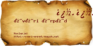 Óvári Árpád névjegykártya